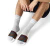 A man wearing PU Slide Sandals in white