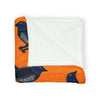 FoldedFleece Blanket | Vibrant Orange | Bird Print