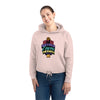 A woman wearing Bower Cropped Hoodie Sweatshirt | Eco-friendly | Pink