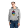 A woman wearing Bower Cropped Hoodie Sweatshirt | Eco-friendly | Grey