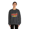 A woman wearing Crewneck Sweatshirt | Dark Heather| Unisex