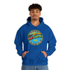  A man wearing a blue hoodie