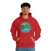 A man wearing a red hoodie