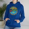 Close up photo of the blue hoodie
