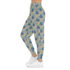 Side photo of woman wearing pants in circle pattern