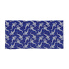 Beach towel in blue colour with whale print